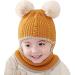 crazy bean Kids Girls Boys Winter Warm Hat Windproof Hat and Scarf 3-in-1 Toddler Knitted Beanie Hat One Size Yellow