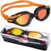 SwimStars Swim Goggles for Adults Men Women Youth, Anti-Fog UV Protection, No Leaking Swimming Glasses for Pool, Open Water Orange/Black, Mirrored Lens