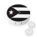 Black Puerto Rico Flag Round Case For Contact Lens Kit Storage Box with Mirror Printed