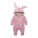 Kids Tales Newborn Baby Winter Warm Outfits Cute Rabbit Ear Hooded Zipper Romper 6-9 Months Pink
