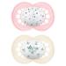MAM Original pacifiers in a set of 2 pacifiers size 16+ months teat made of SkinSoft silicone organic round with pacifier bag pink
