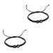 CALLARON 2pcs Black and Bracelet Beads Couples Braided Bracelet Bracelets for Teen Girls Bracelet Gift Mens Bracelets Beads Cord Is Jade Thread Adjustable Friendship Miss