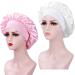 2Pcs Silk Hair Bonnet for Sleeping - Pink+White Satin Sleep Cap for Curly Hair by AliLeader - Buy Online on GoSupps.com