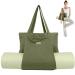 Cwokarb Women Yoga Mat Bag Carrier Shoulder Bag Carryall Canvas Gym Tote Bag for Office, Workout, Pilates, Travel and Beach Green
