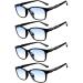 Eyglajdd Reading Glasses for Men Women Matt Finish TR90 Lightweight Reading Aid Blue Light Filter Glasses 4 Pack Black 1.5 x