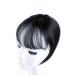 Mini Fringe Hairpiece Straight Clip in Forehead Topper with Wispy Bangs Extension (Dark Black)
