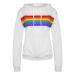 Bigfanshu Women's Sweatshirt Fashion Rainbow Print Hoodie Pullover Tops Female Casual Loose O-Neck Blouse