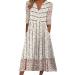 Womens Casual Dresses Women's Fashion Casual Boho Dress Short Sleeve V Neck Pocket Dress Casual Print Short Pink XX-Large