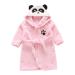 Miyanuby baby boy girls bathrobe soft flannel long arm animal hoodie morning coat nightwear homewear for children baby boy girls gift 4-5 years panda pink