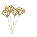 AOKWAWALIY 50pcs Wedding Decoration Diamond Shaped Cupcake Picks Cupcake Diamond Topper Cake Topper Diamond Glitter Diamond Wedding Ceremony Decorations Fruit Happy Birthday Bride Golden medium