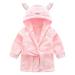 sunnymi 1-5 Years Baby Girls Kids Bathrobe Cartoon Animals Hooded Towel Pajamas Clothes 12-18 Months Pink