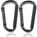 DELSWIN Heavy Duty Caribeaner Carabiner Clip - 900lbs, 3" Caribeener Clips D Shaped Spring Hooks for Hammocks, Camping, Hiking, Dog Leash, Keychains, Outdoors and Gym Black M8-2pcs