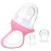 Fruit teat for baby & toddler + 3 silicone teats in 3 sizes - BPA-free - pacifier teething ring for fruit vegetables porridge supplementary food (pink)