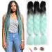 Showjarlly Kanecalon Kunsthaar Hair KanCalon Hair Braids Extension Ombre Jumbo Braid Hair Extension 24 " Kanecalon braids Box Hair Kunsthaar Hair For Inthalt Black/Light Green# 61cm-24 inch (3 pack) black/light green