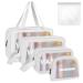 5PCS Clear Toiletry Bag Wash Bag Clear PU Makeup Bag Waterproof Toiletry Travel Bag with Zipper Handle Portable Airport Cosmetic Bag for Travel Bathroom Men Women (White) 5 Pcs White