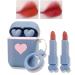 Matt lipstick make-up set 2 pieces/set headphones of two-tone lip gloss waterproof durable velvet moisturizing non-stick-cup lipstick-up gift set (blue)