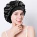 AliLeader 2Pcs Silk Bonnet Set for Curly Hair | Soft Sleep Cap with Elastic Band | Black+Light Green Satin Bonnet for Women - Buy Online on GoSupps.com
