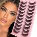 False Eyelashes 10 Pairs Cat EyeFaux Mink Black