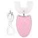 U-Shaped Adult Toothbrush Rechargeable Electric Sonic Toothbrush 360 Automatic Cleaning Toothbrush Oral Care Tool with Food Grade Silicone Brush Head 4 Modes & IPX7 Waterproof (Pink)
