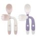 Vicloon Baby Fork and Spoon Set 4pcs Baby Cutlery Feeding Set Toddler Utensils Spoons Forks Silicone Self Feeding Utensil Easy Grip Toddler Cutlery Kit for Infant weaning and Learning to Use Cutlery Pink-purple