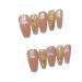 Handmade wearable nail enhancement product crystal cat eye ice transparent bare powder whitening fake nail patch detachable (Color : M Length)