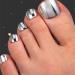 Silver Press on Toenails Short Square Fake Toenail Mirror Art - 24Pcs Glitter Full Cover Nail for Women and Girls - Buy Online on GoSupps.com