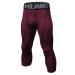 UNeedVog Men's 3/4 Athletic Compression Pants Fitness Leggings Workout Yoga Basketball Gym Sports Tights Wine Red Medium