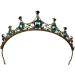 Lurrose Green Crystal Crown Golden Tiara with Black Rhinestone Decor Bridal Head Jewelry - Buy Online on GoSupps.com