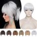 Hairro Clip in Bangs Synthetic Hair Extensions with Temples Thick Clip in Silvery Grey Forehead Topper for Women with Short Blunt Cut Full Fringe Small Toupee Hairpiece for Hair Loss Thinning Hair Bang Topper-Silvery Gre...