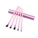 Eyeshadow Brush 5 Piece Makeup Brush Set with Real Wood Handle for Eyebrow Eyeliner Blending Pink
