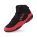 Wrestling Shoes Fighting Sports Boxing Shoes for Adults Mesh Fitness Sneakers Unisex Pro Men's and Youth Genuine Boot Lightweight Bodybuilding Training Black&red 7.5