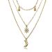 DoubleNine Star Moon Pendant Necklace - Dainty Gold Crystal Choker for Bridesmaids & Women | Chic Layering Jewelry Accessories - Buy Online on GoSupps.com