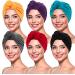 Women Turbans and Head Wraps, Skull-Caps, African Turban Flower Knot Pre-Tied Bonnet Beanie Cap for Women Large Blue/Purple/Yellow/Red/Dark Grey/Black