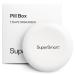 SuperSmart - Pill Box Organizer 7 Days with 1 Cuting Blade for Tablets - Travel Size Item - Small Storage for Supplements & Medications - Easy-to-Use with 7 Large Compartments | White