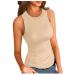 Ppanguding tank top women Elegant summer casual sleeveless single -colored knitted shirts knitting top basic upper parts vest blouse sport foist west s apricot