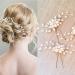 Shegirl Bridal Wedding Hairpin Delicate Pearl Rhinestone Hair Jewelry Manual Silver Headpiece Wedding Accessories for Bridal and Women 2PCS(Silver)