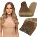 FSHINE REAL HAIR Extensions Clip 60cm 24 inches 120g 7Pcs Balayage chocolate brown up to Dirty Blonde Hair Extensions Clip in real hair remy clip in hair extension natural #ba10/14 3.8 clip #ba10/14 60cm