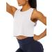 Haola Women's Loose Sleeveless Cropped Muscle Open Side Yoga Tops Workout Cool T-Shirt Running Short Tank Crop Tops Small White