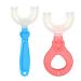 Tinade 4 pieces U -shaped toothbrush children for young girls - portable baby silicone toothbrush - all rounded toothbrush - 360 toothbrush children - food grade silicone brush (2PCS C)
