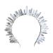 amangul Quartz Headband Natural for Crystal for Head Natural for Matter Rainbow Stone Crown -style for Rhinesto(Silver Line White)