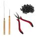 Professional Hair Extension Tool Pliers Hook Needle With 200PCS 5mm Micro Silicone Rings Beads for Micro Ring Link Hair and Feather Extensions
