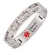 YINOX Medical Alert Bracelet for Men with Super Strong Magnets 22cm/13mm Diabetic Type 2