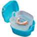 Denture Box with Strainer - Portable False Teeth Storage Container & Cleaning Kit for Travel - Light Blue - Buy Online on GoSupps.com