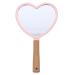BinaryABC Heart Shape Hand Held Mirror Cosmetic Mirror Wooden Handle Makeup Mirror(Pink)