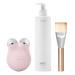 NuFACE MINI+ Skincare Regimen   Petite Microcurrent Facial Toning Device with Aqua Gel Activator 10 Oz  Clean Sweep Applicator Brush + Travel Bag - Sandy Rose