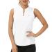 Women's Sleeveless Tennis Shirt Golf Shirts for Women Quick Dry UPF 50+ Sun Protection Sportswear T-Shirts with Zipper Af-white Medium