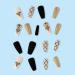 MouYou Press on Nails Long Ballerina Black Grids Fake Nails Full Cover Artificial Nails with Nail Glue Coffin 3D Rhinestone Black Pattern Gold Glitter Acrylic Artificial Fingernails for Women - Buy Online on GoSupps.com