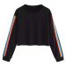 Bigfanshu Women's Sweatshirts Pullover Hoodie Long Sleeve Rainbow Patchwork O Neck Casual Blouse