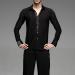 YILINFEIER Men's Professional Black Latin Dance Shirt with Long Sleeves and Lapel Collar - Buy Online on GoSupps.com