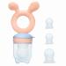 Baby Fruit Food Feeder Pacifier  2-in-1 Fresh Food Feeder & Teething Toys for Baby 3 Months +  4 Pcs (2/M + 2/L) Silicone Pouches Included  BPA Free (Muted)